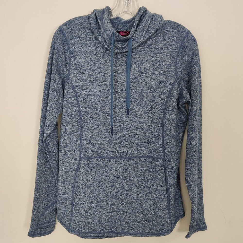 ACX Active Women's Athletic Hoodie Size S Blue Thumb Loops Activewear Fitness